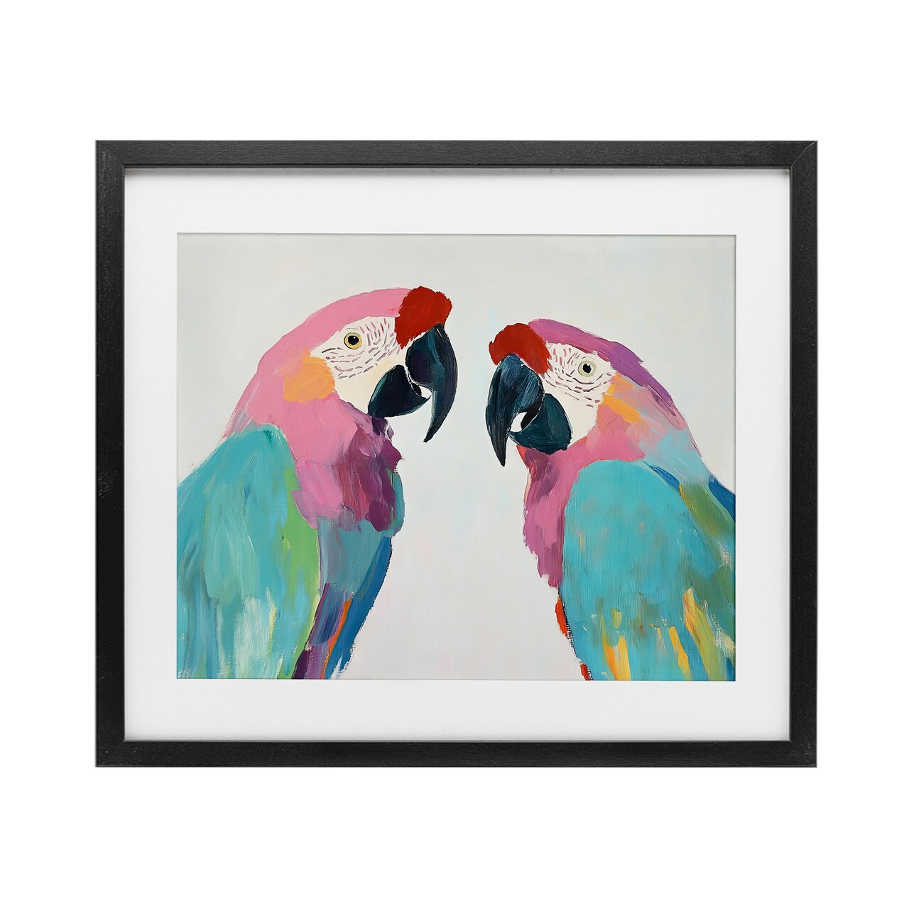 Stupell Industries Exotic Pastel Macaws Black Framed Print Under Glass, design by Sisi and Seb